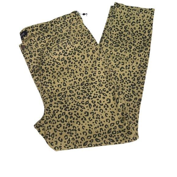 NYDJ Ami Skinny Jeans Tan Black Leopard Print Pockets Zip Button Closure 18 - Picture 1 of 16